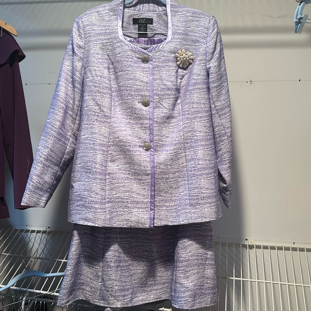 Midnight velvet skirt suit purple size 12 NWT!